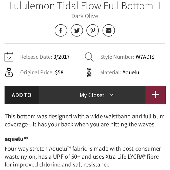 Lululemon Tidal Flow Full Bottom II
Dark Olive - Picture 3 of 10
